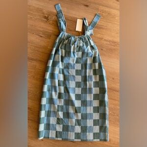 Amente Large Blue Check Shoulder Tie Dress